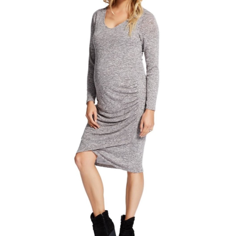 Jessica Simpson Side Ruched Maternity Grey Dress
